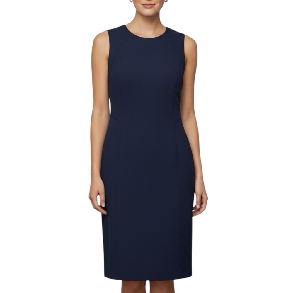 Tahari Classic Navy‎ Midi Dress Sz 10 NWT
